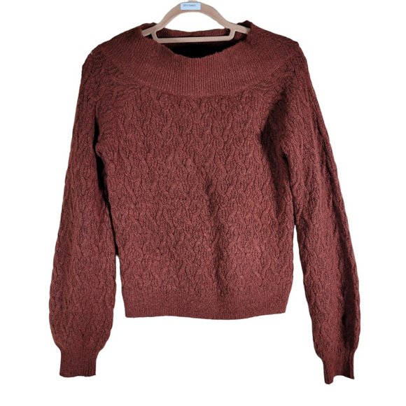 Red by EX Sweaters - Red by EX Madder Brown Off Shoulder Cable Knit Sweater Women Size XS NWT